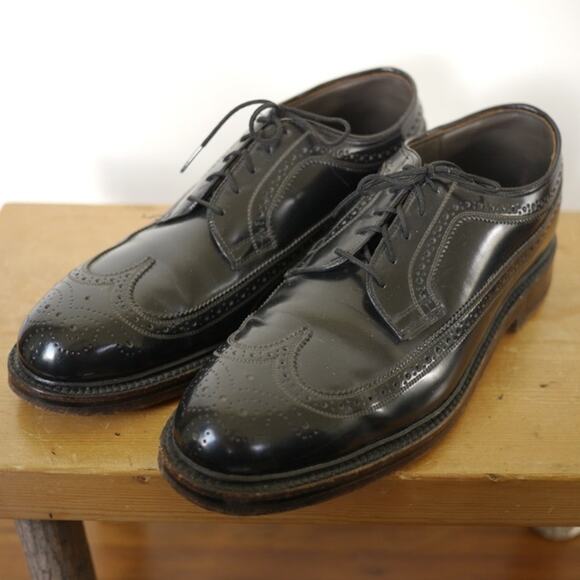 Vtg Jarman Corfam Faux Leather Genuine Black Brogues Wingtips Oxfords 7.5 40.5 main image 9